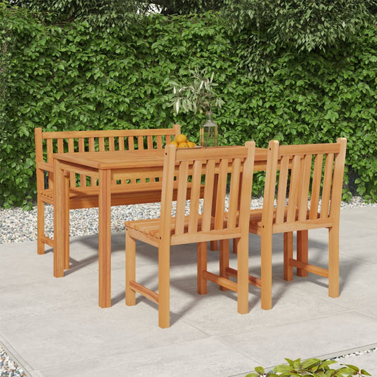 Set da Pranzo per Giardino 4 pz in Legno Massello di Teak - homemem39