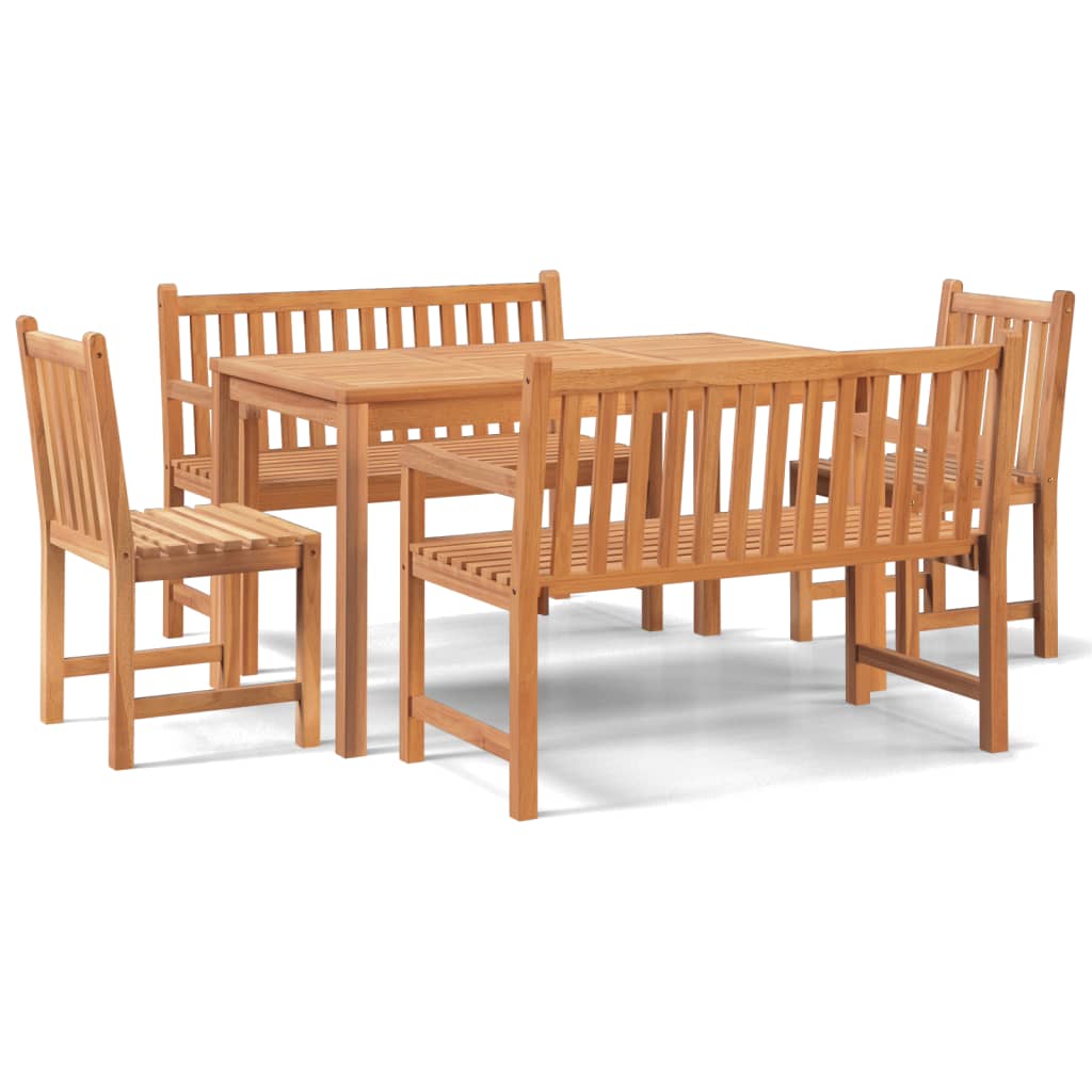 Set da Pranzo per Giardino 5 pz in Legno Massello di Teak - homemem39