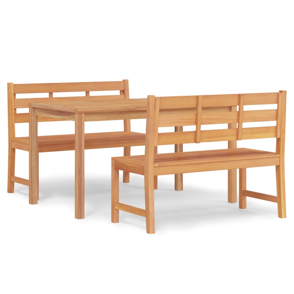 Set da Pranzo per Giardino 3 pz in Legno Massello di Teak - homemem39