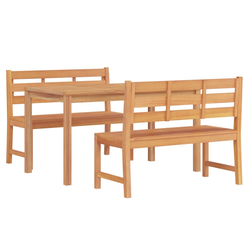 Set da Pranzo per Giardino 3 pz in Legno Massello di Teak - homemem39