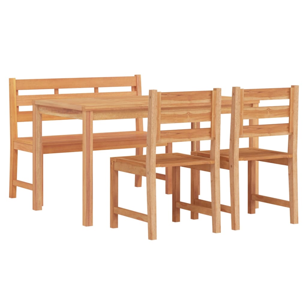 Set da Pranzo per Giardino 4 pz in Legno Massello di Teak - homemem39