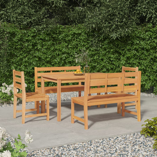 Set da Pranzo per Giardino 5 pz in Legno Massello di Teak - homemem39