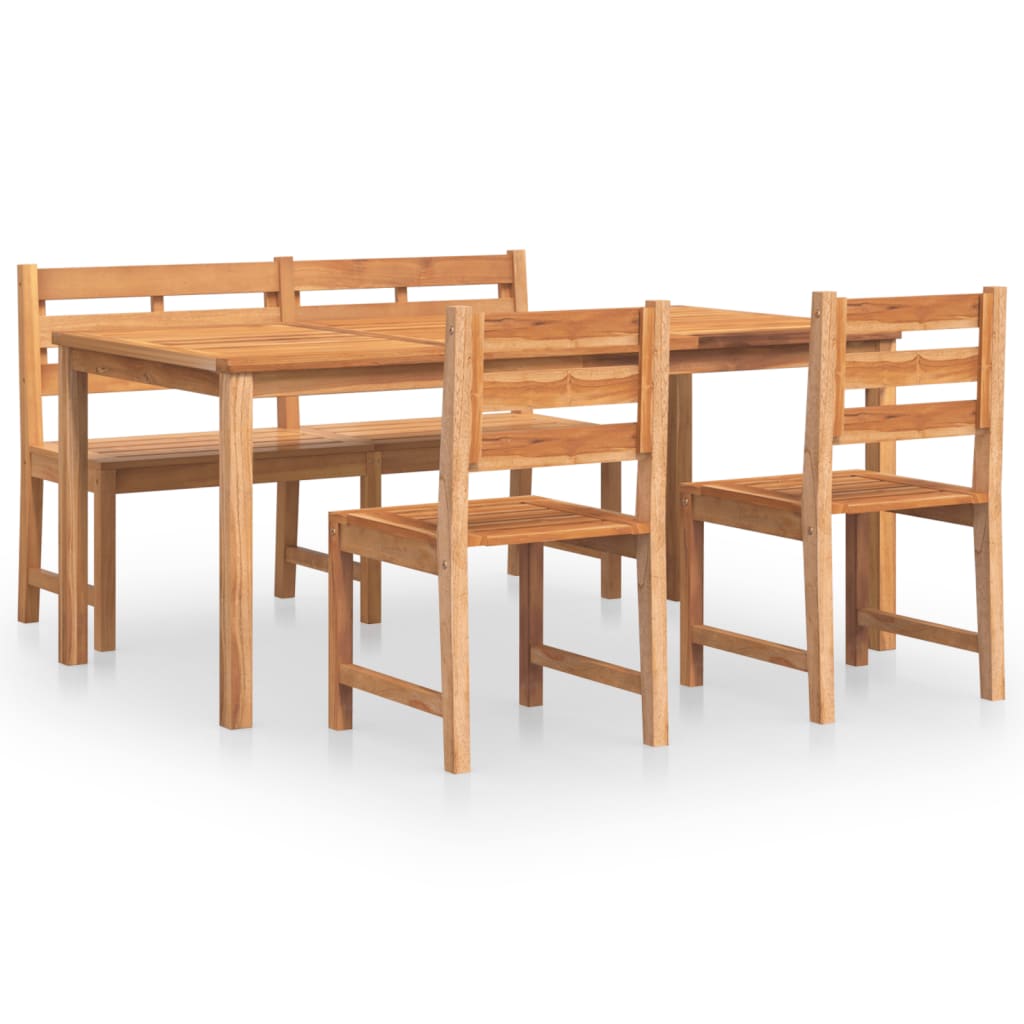 Set da Pranzo per Giardino 4 pz in Legno Massello di Teak - homemem39