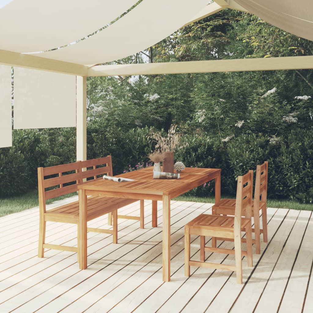 Set da Pranzo per Giardino 4 pz in Legno Massello di Teak - homemem39