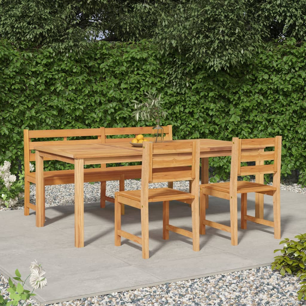 Set da Pranzo per Giardino 4 pz in Legno Massello di Teak - homemem39