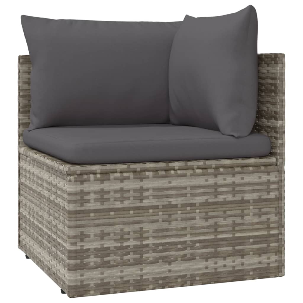 Set Divani da Giardino 10 pz con Cuscini in Polyrattan Grigio - homemem39