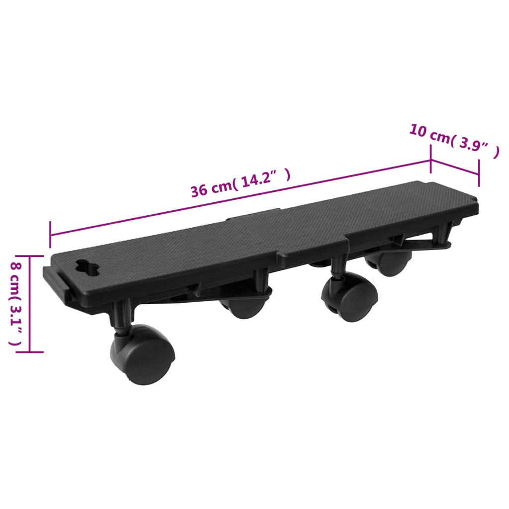 Carrelli da Trasloco con 4 Ruote 4 pz Neri Polipropilene 170 kg - homemem39