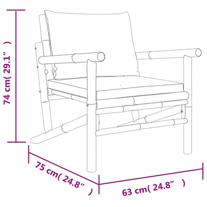 Set Salotto da Giardino 5pz con Cuscini Grigio Scuro Bambù - homemem39