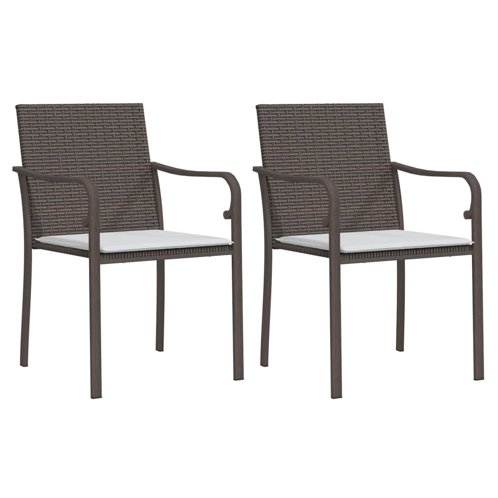 Sedie da Giardino con Cuscini 2pz Marroni 56x59x84cm Polyrattan - homemem39