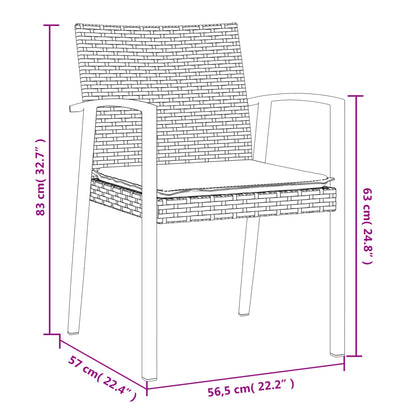 Sedie Giardino con Cuscini 2pz Marroni 5,56x57x83 cm Polyrattan - homemem39