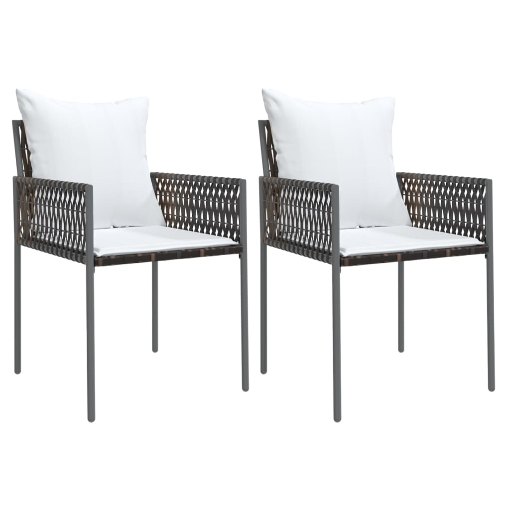 Sedie da Giardino con Cuscini 2pz Marroni 54x61x83cm Polyrattan - homemem39