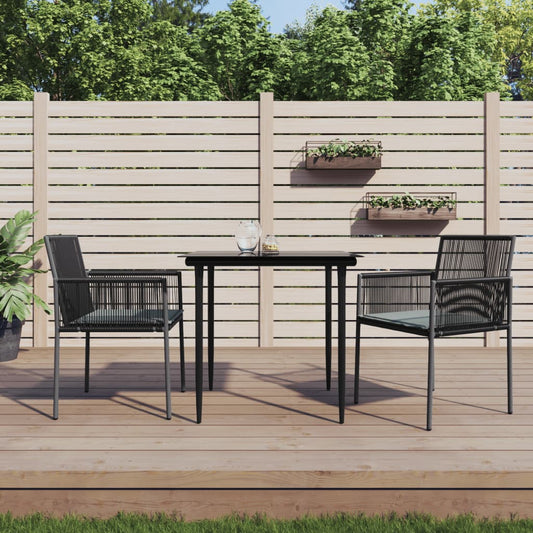 Sedie Giardino con Cuscini 2 pz Nere 54x60,5x83,5 cm Polyrattan - homemem39