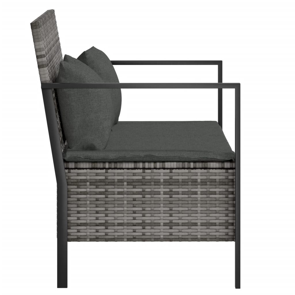 Panca da Giardino a 2 Posti con Cuscini in Polyrattan Grigio - homemem39