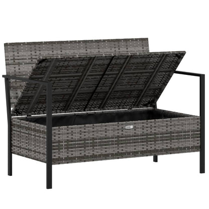 Panca da Giardino a 2 Posti con Cuscini in Polyrattan Grigio - homemem39