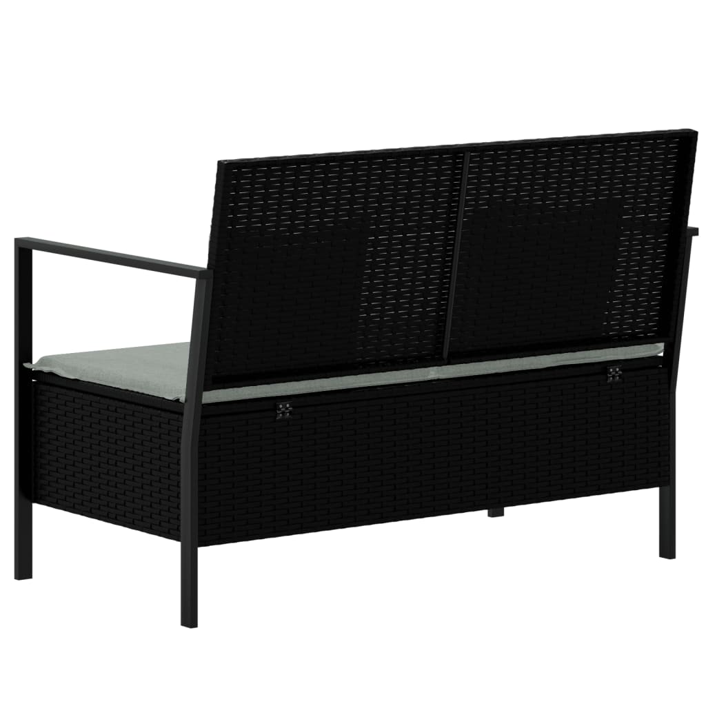 Panca da Giardino a 2 Posti con Cuscini in Polyrattan Nero - homemem39