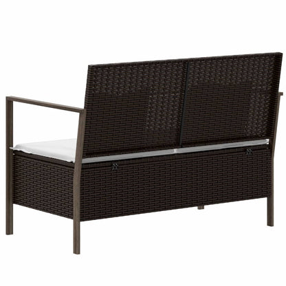 Panca da Giardino a 2 Posti con Cuscini in Polyrattan Marrone - homemem39