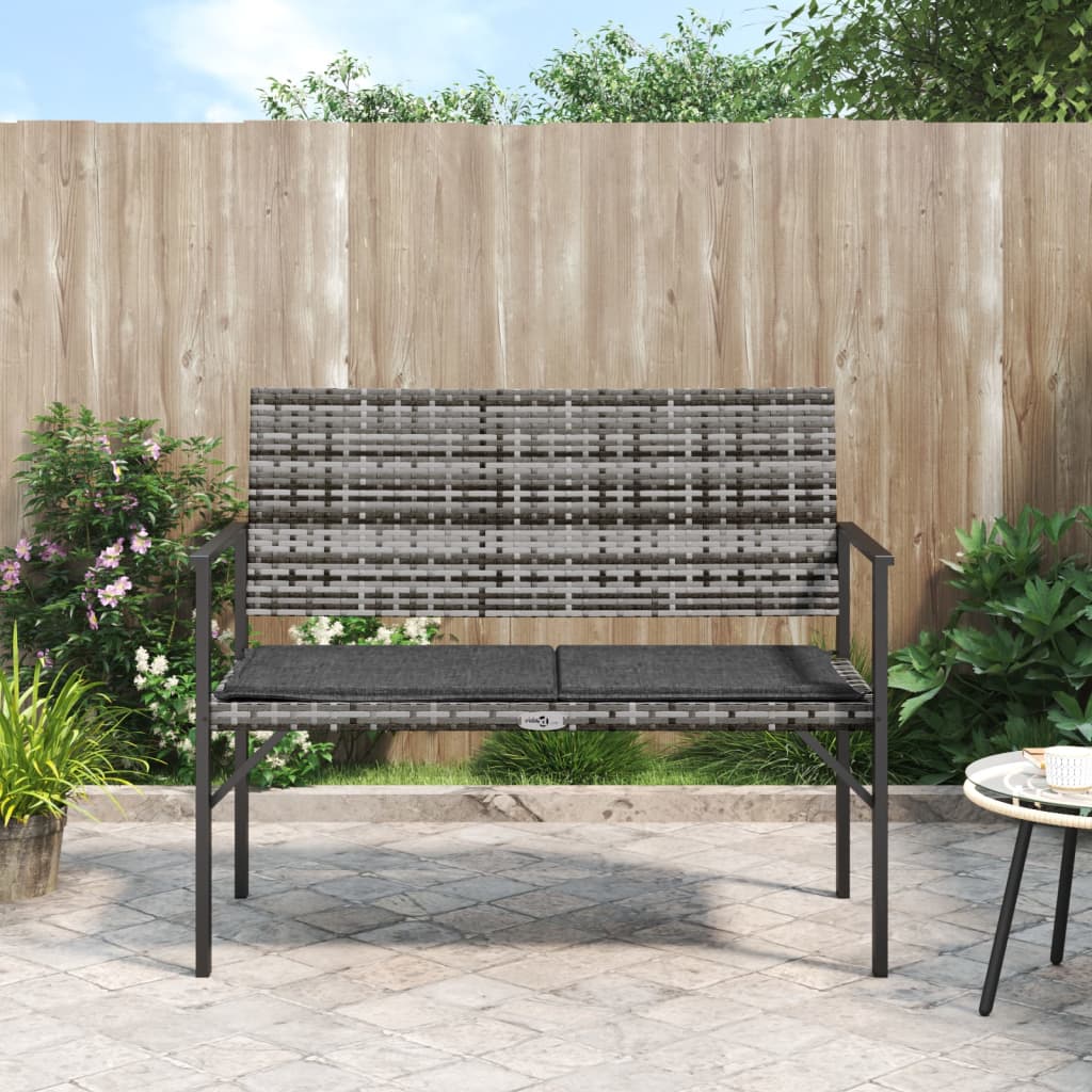 Panca da Giardino a 2 Posti con Cuscini in Polyrattan Grigio - homemem39