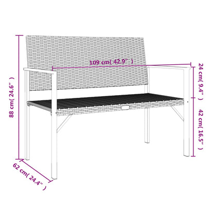 Panca da Giardino a 2 Posti in Polyrattan Grigio - homemem39