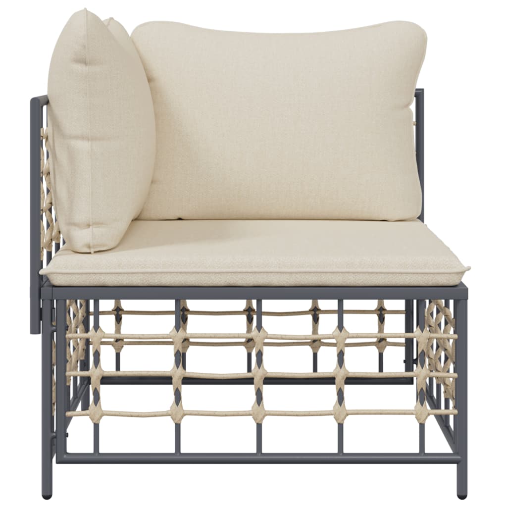 Divano Angolare da Giardino con Cuscini in Polyrattan Beige - homemem39