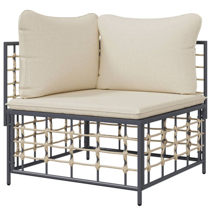 Divano Angolare da Giardino con Cuscini in Polyrattan Beige - homemem39