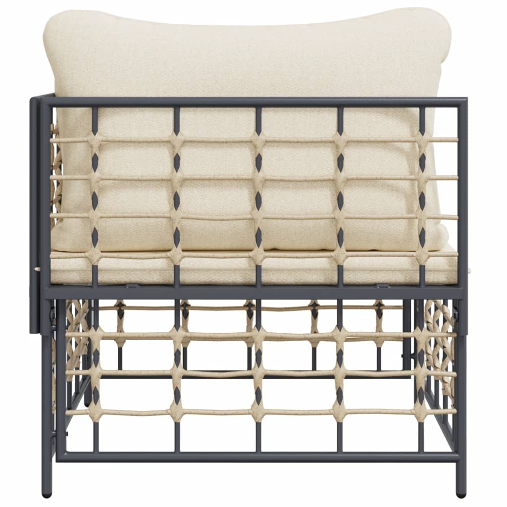 Divano Angolare da Giardino con Cuscini in Polyrattan Beige - homemem39