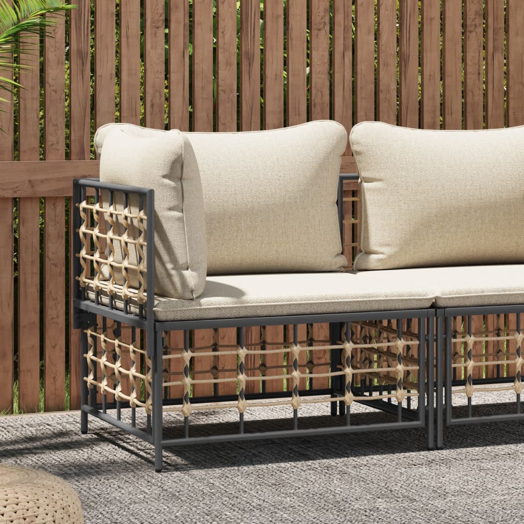 Divano Angolare da Giardino con Cuscini in Polyrattan Beige - homemem39