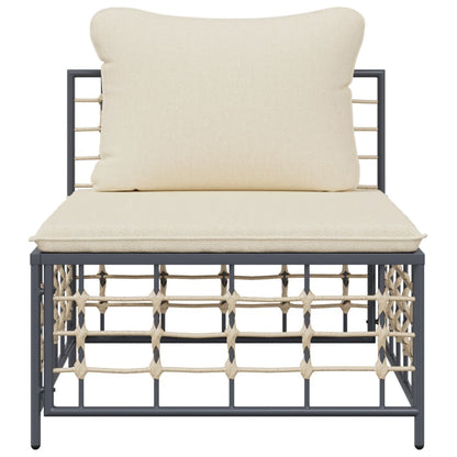 Divano Centrale da Giardino con Cuscini in Polyrattan Beige - homemem39