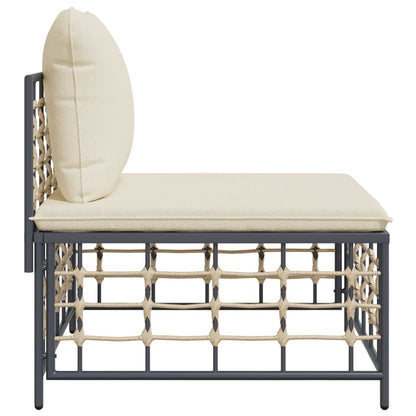 Divano Centrale da Giardino con Cuscini in Polyrattan Beige - homemem39