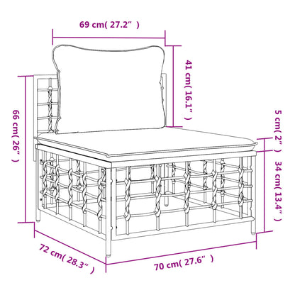 Divano Centrale da Giardino con Cuscini in Polyrattan Beige - homemem39