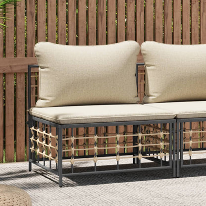 Divano Centrale da Giardino con Cuscini in Polyrattan Beige - homemem39