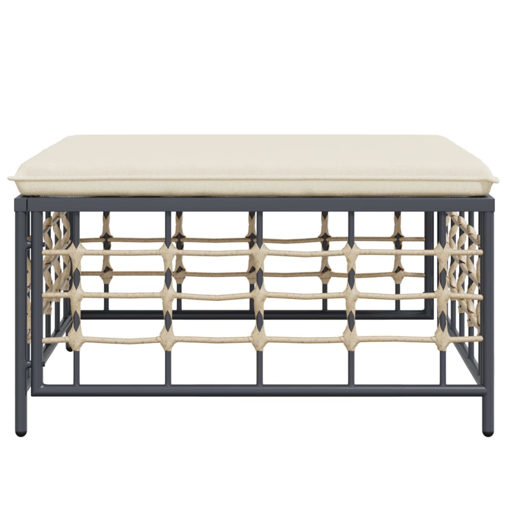 Poggiapiedi da Giardino con Cuscino in Polyrattan Beige - homemem39