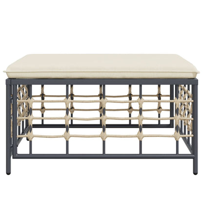 Poggiapiedi da Giardino con Cuscino in Polyrattan Beige - homemem39