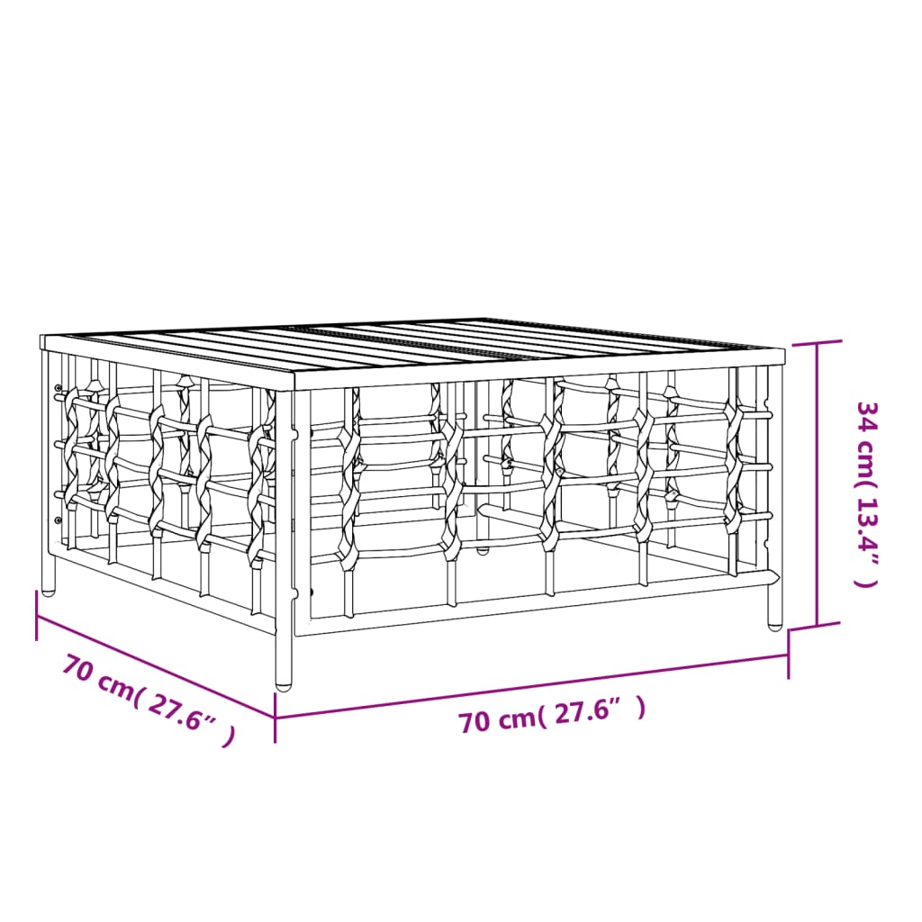 Tavolo da Giardino Antracite 70x70x34 cm in Polyrattan - homemem39