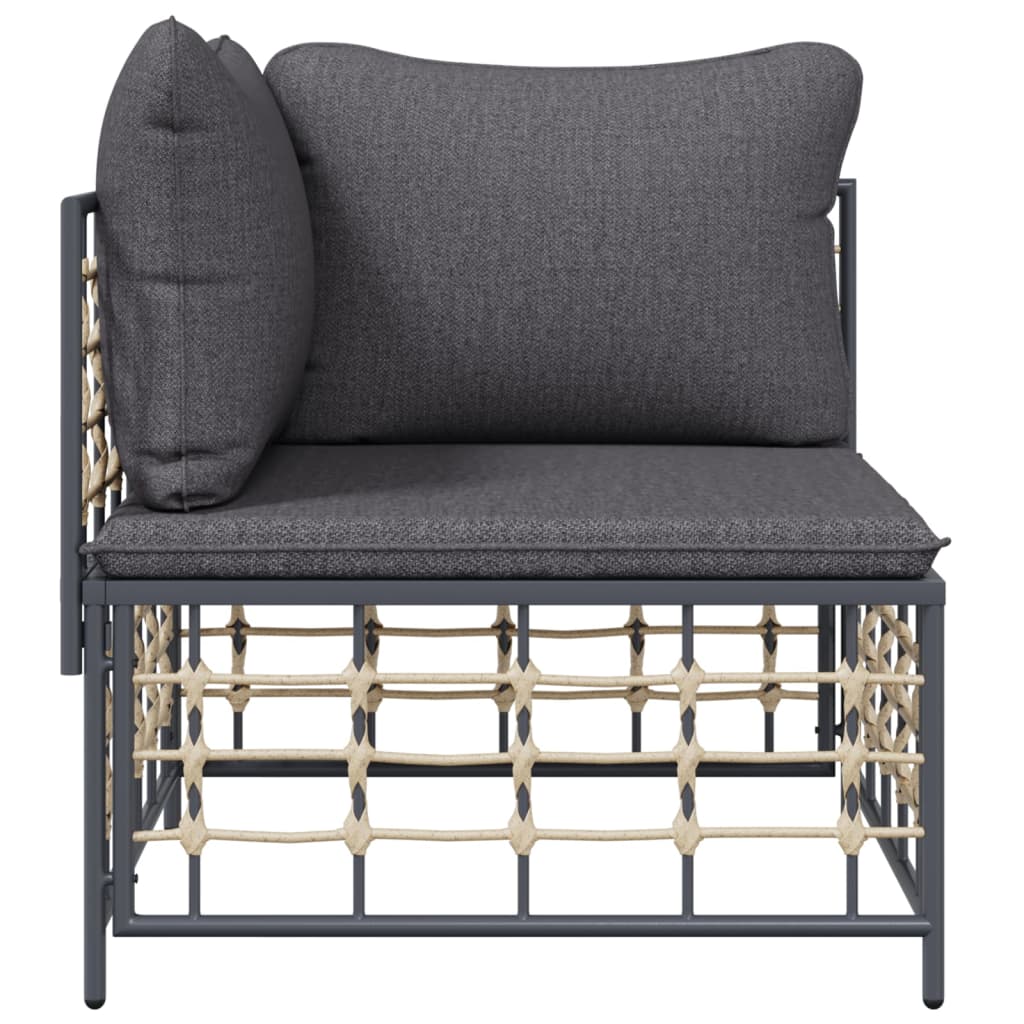 Divano Angolare da Giardino con Cuscini Polyrattan Grigio Scuro - homemem39