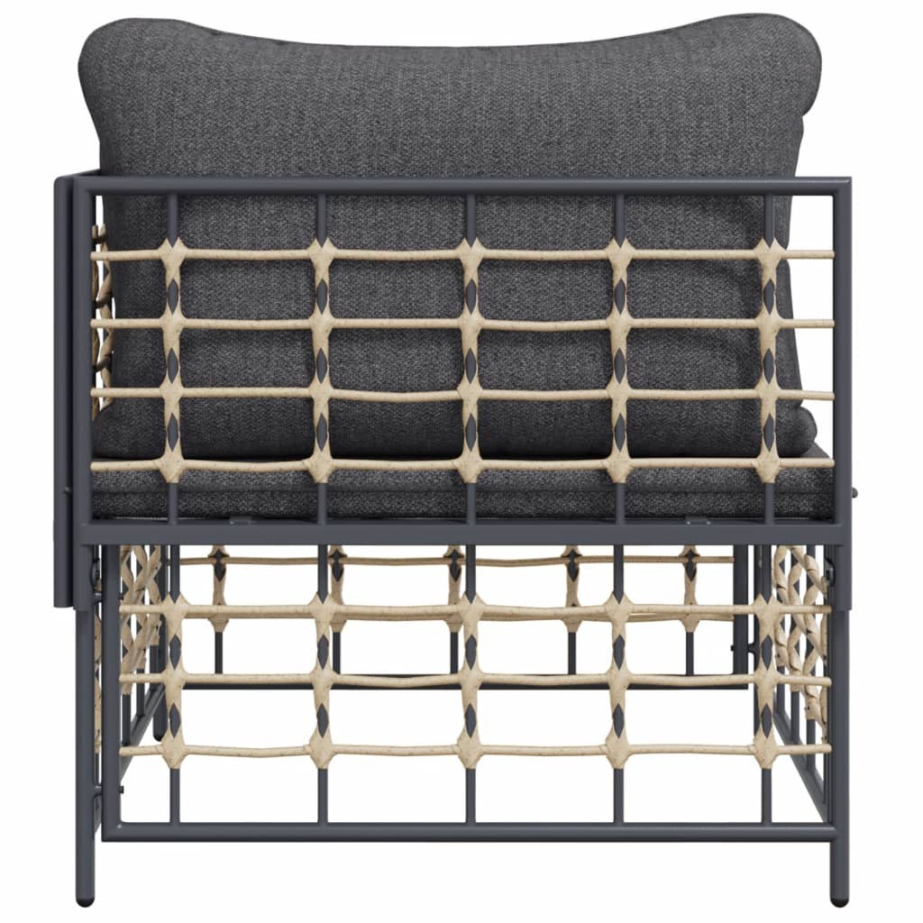 Divano Angolare da Giardino con Cuscini Polyrattan Grigio Scuro - homemem39