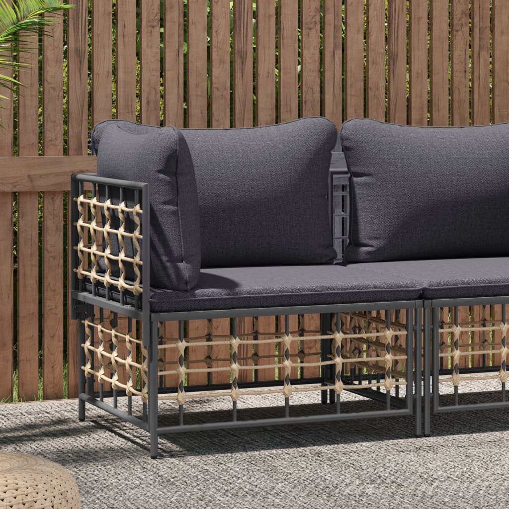 Divano Angolare da Giardino con Cuscini Polyrattan Grigio Scuro - homemem39