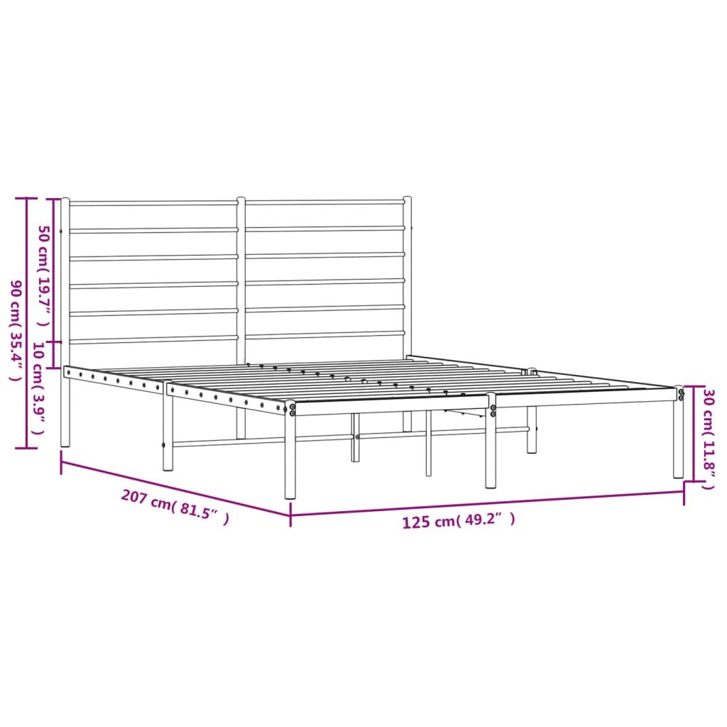 Giroletto con Testiera in Metallo Nero 120x200 cm - homemem39