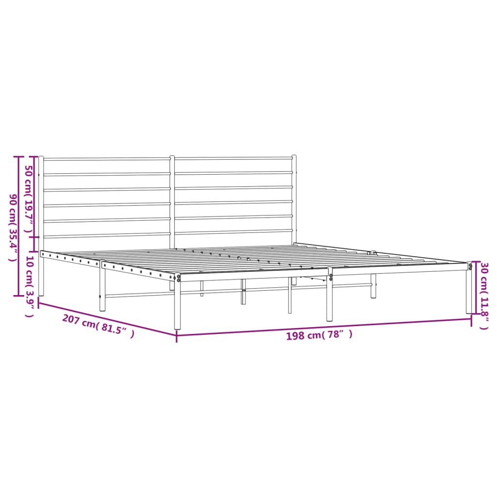 Giroletto con Testiera in Metallo Nero 193x203 cm - homemem39