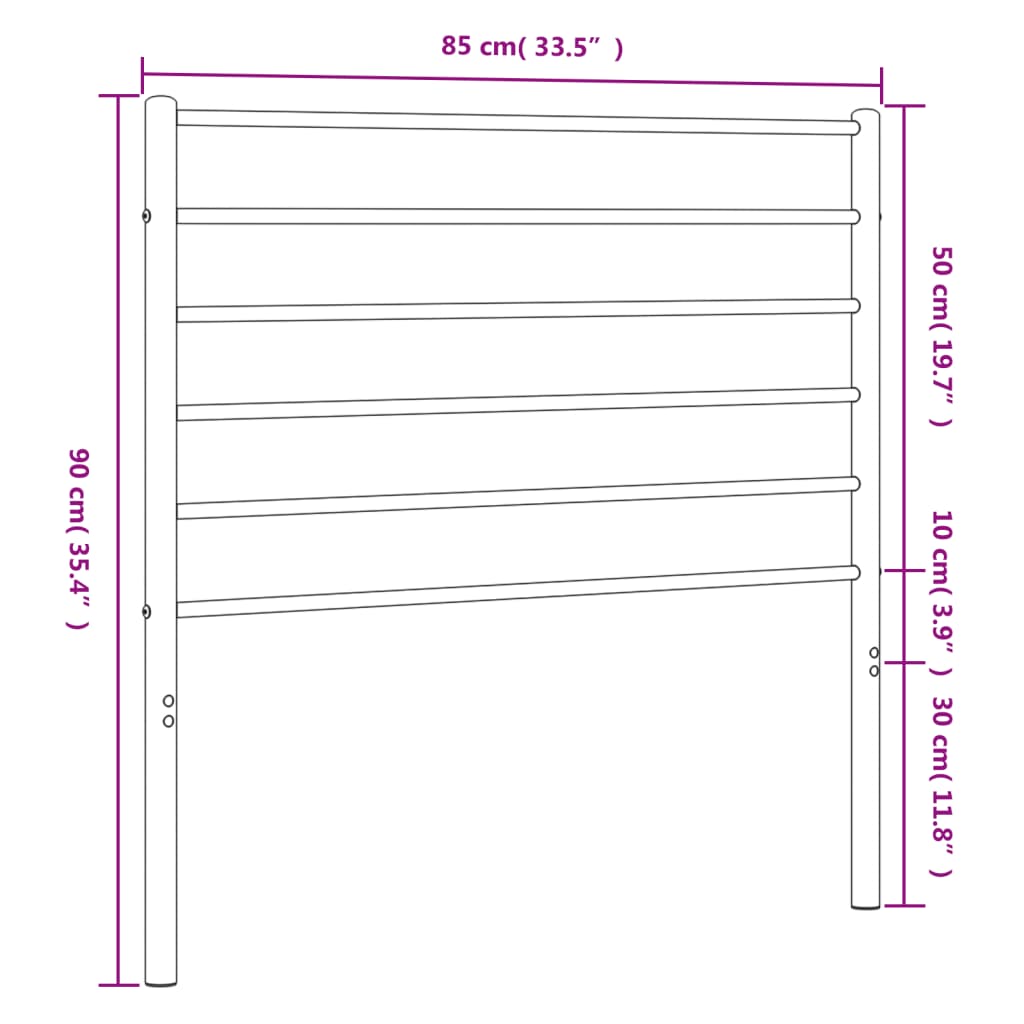 Testiera in Metallo Nero 80 cm - homemem39