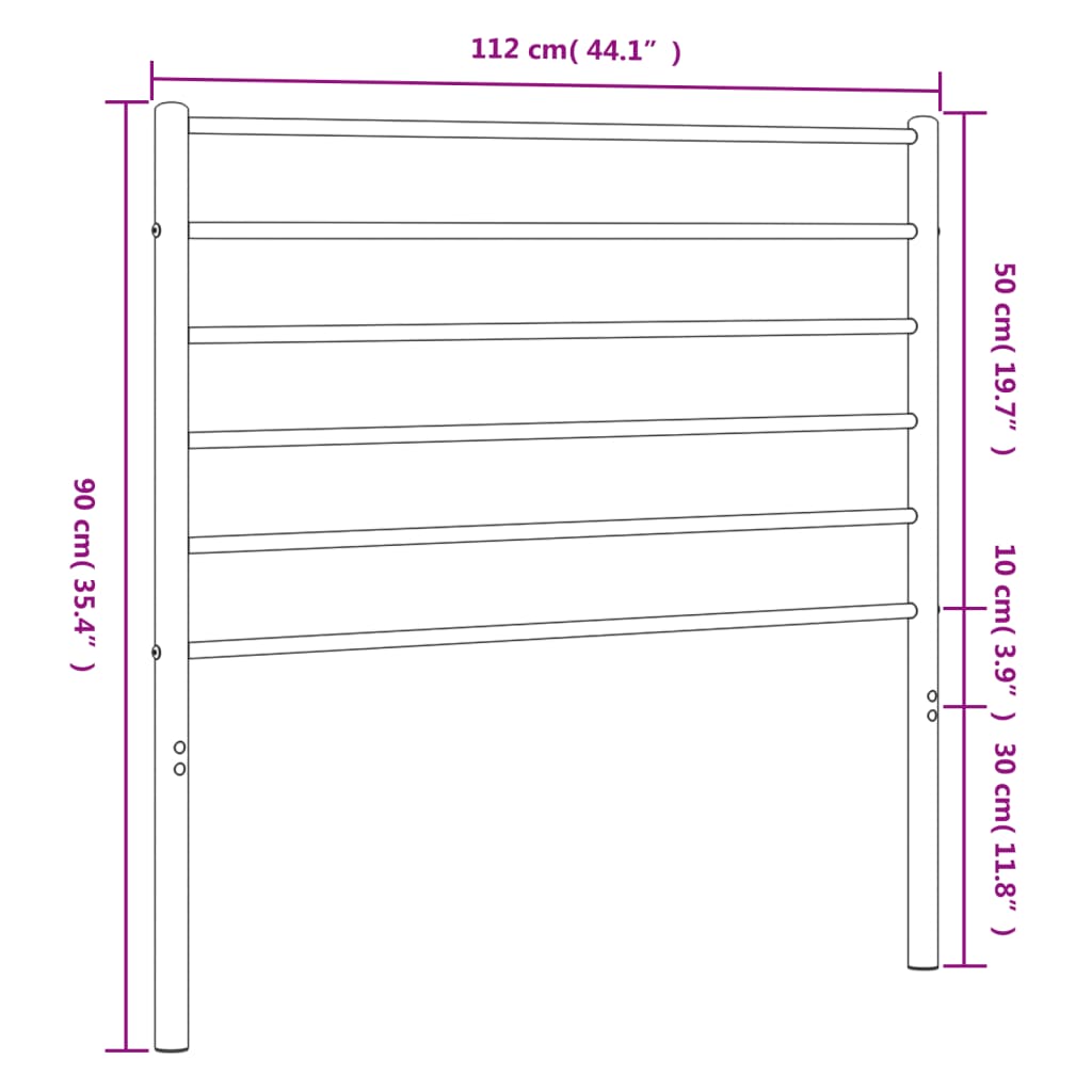 Testiera in Metallo Nero 107 cm - homemem39