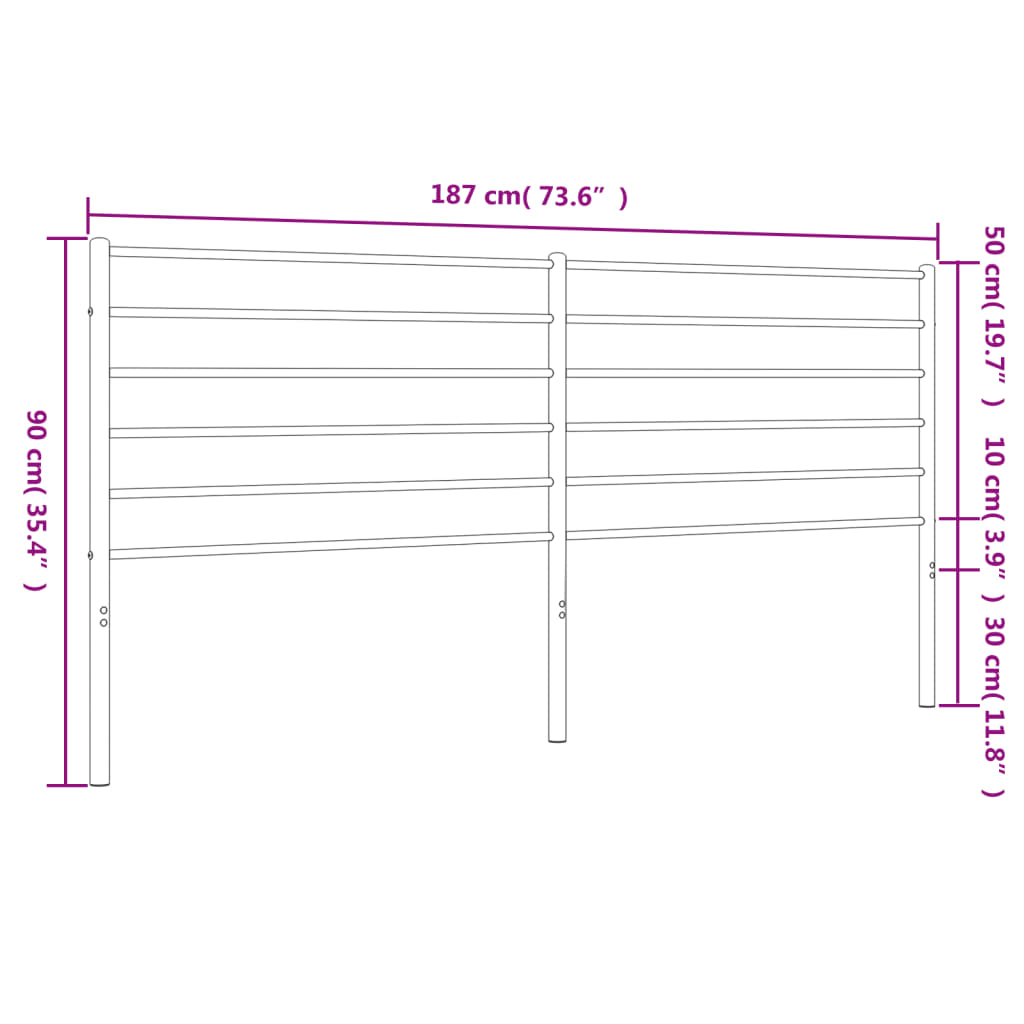 Testiera in Metallo Nero 180 cm - homemem39