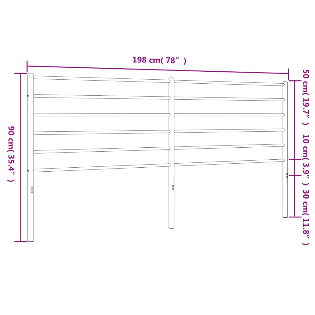 Testiera in Metallo Nero 193 cm - homemem39