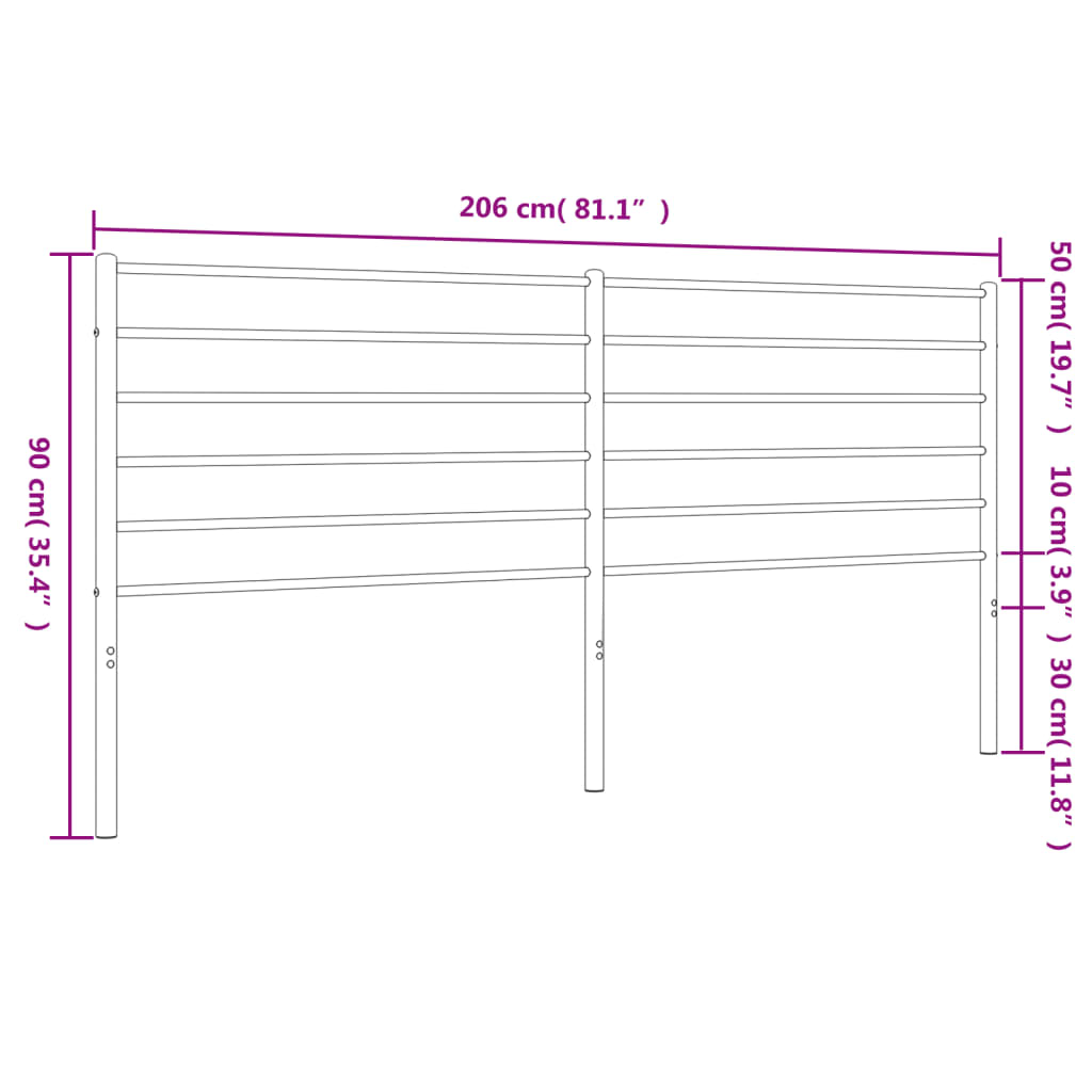 Testiera in Metallo Nero 200 cm - homemem39