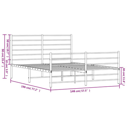 Giroletto con Testiera e Pediera Metallo Bianco 140x190 cm - homemem39