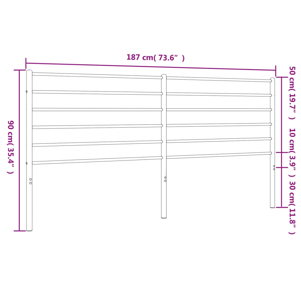 Testiera in Metallo Bianco 180 cm - homemem39