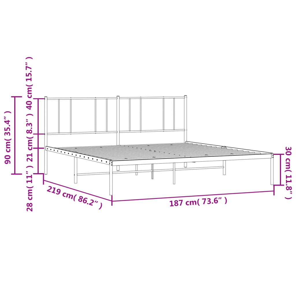 Giroletto con Testiera in Metallo Nero 183x213 cm - homemem39