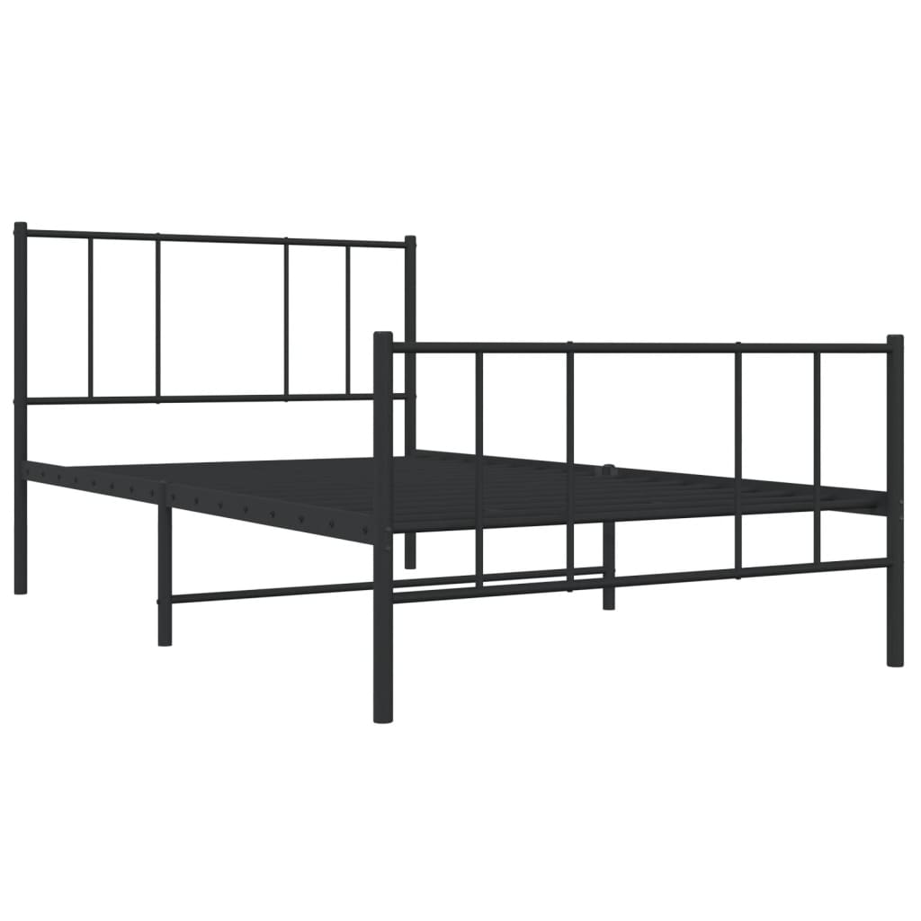 Giroletto con Testiera e Pediera Metallo Nero 107x203 cm - homemem39