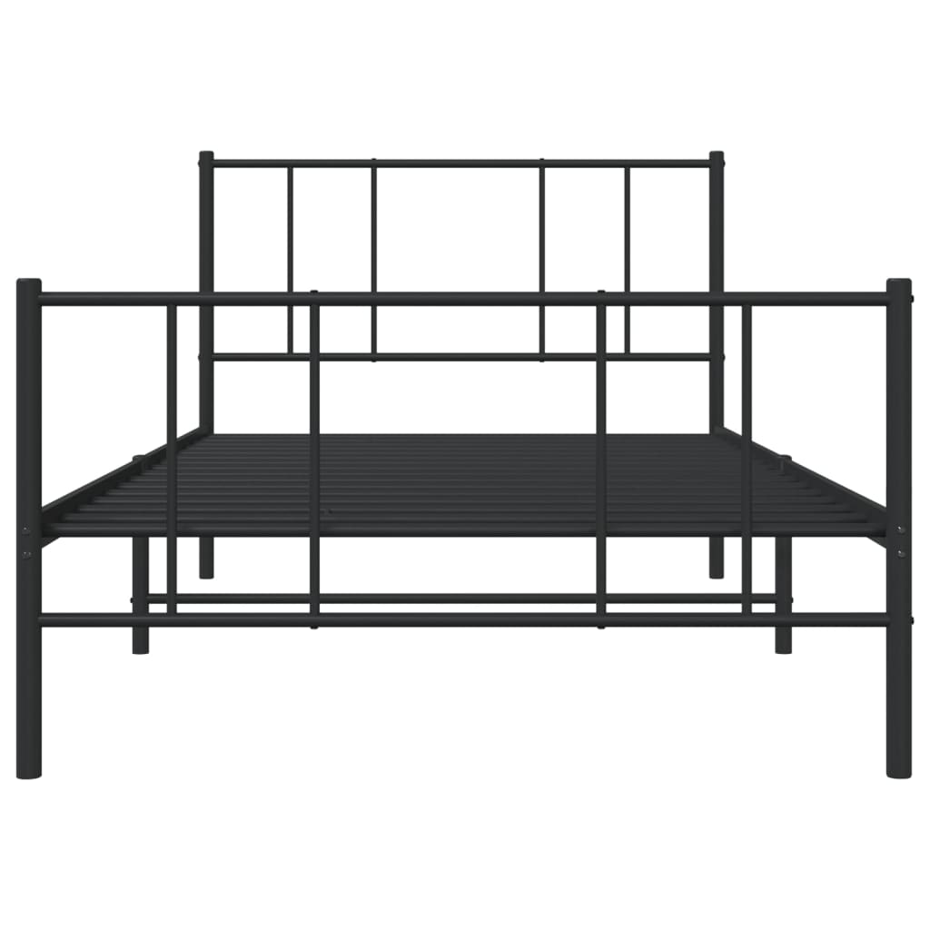 Giroletto con Testiera e Pediera Metallo Nero 107x203 cm - homemem39