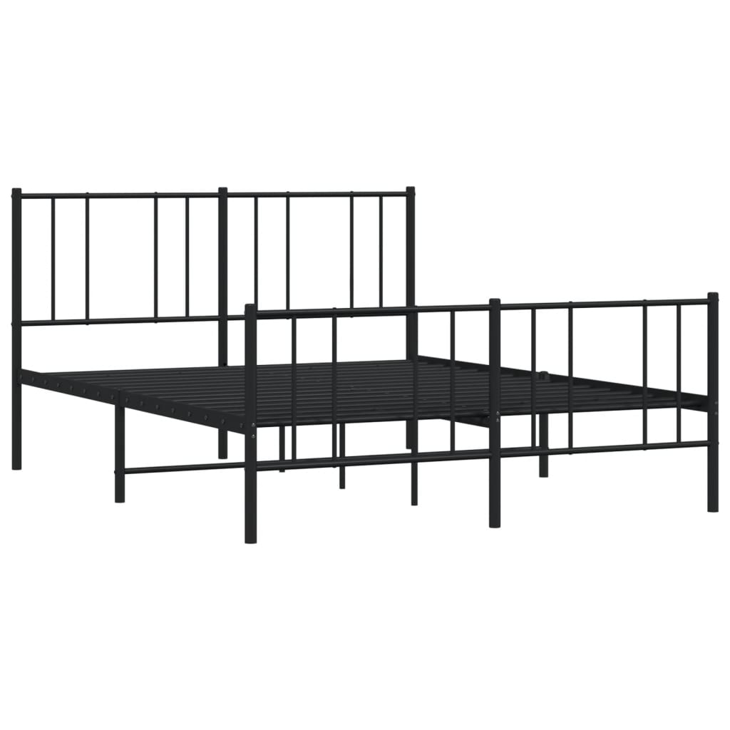 Giroletto con Testiera e Pediera Metallo Nero 140x190 cm - homemem39