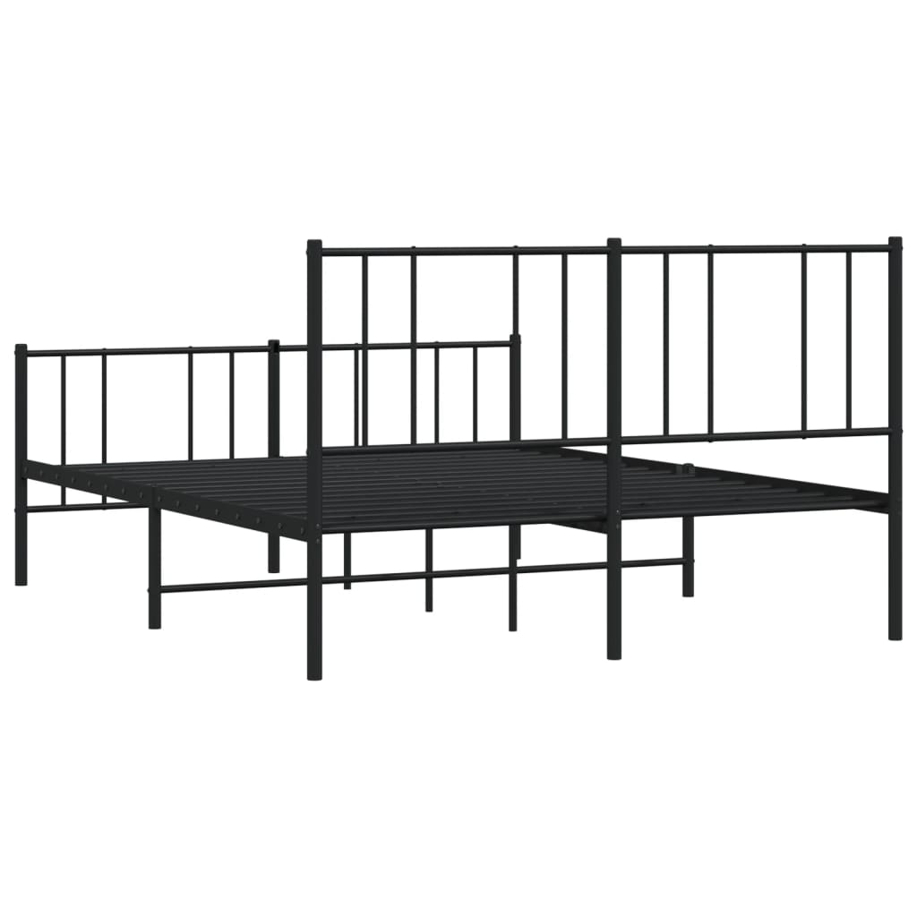 Giroletto con Testiera e Pediera Metallo Nero 140x190 cm - homemem39